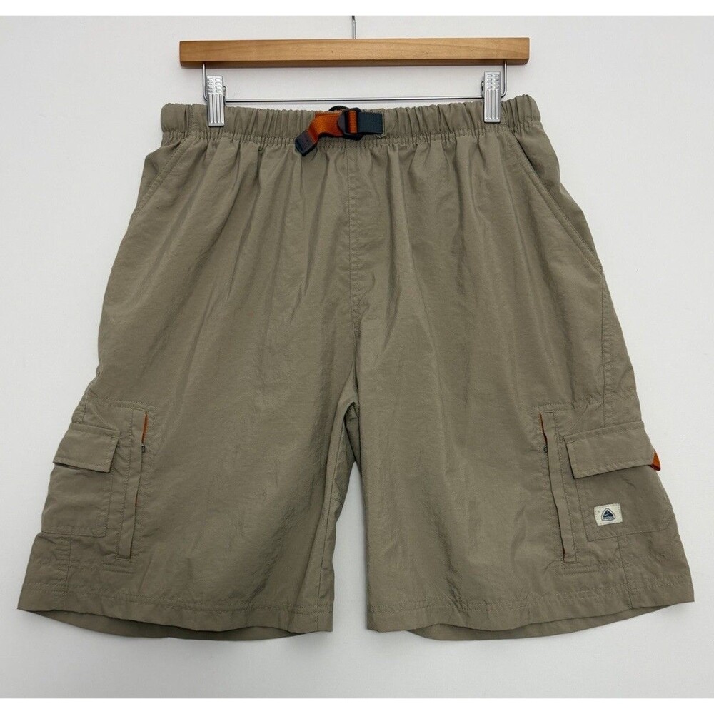 Vintage Nike ACG Cargo Shorts Mens Size Large Tan Khaki Orange Belted Y2K Hiking